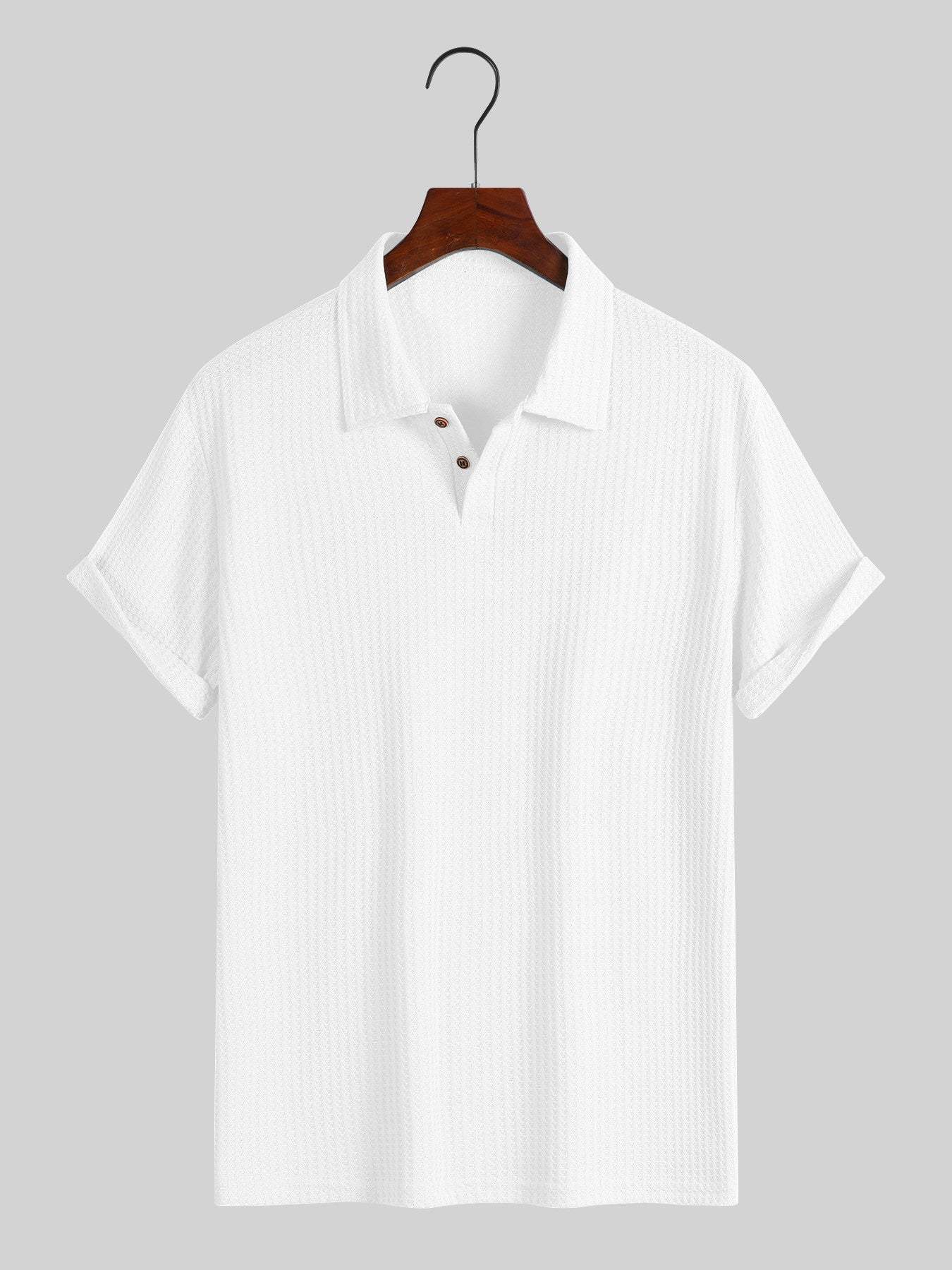 Men's solid color pique knit polo shirt