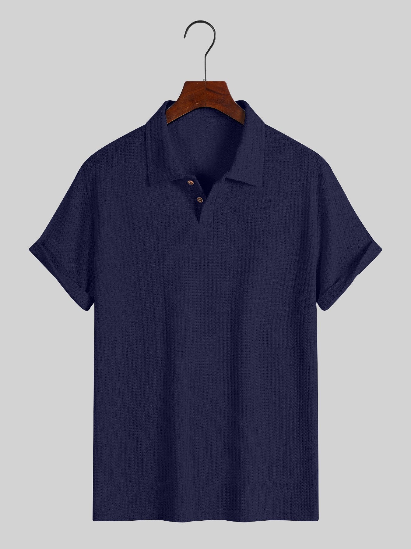 Men's solid color pique knit polo shirt