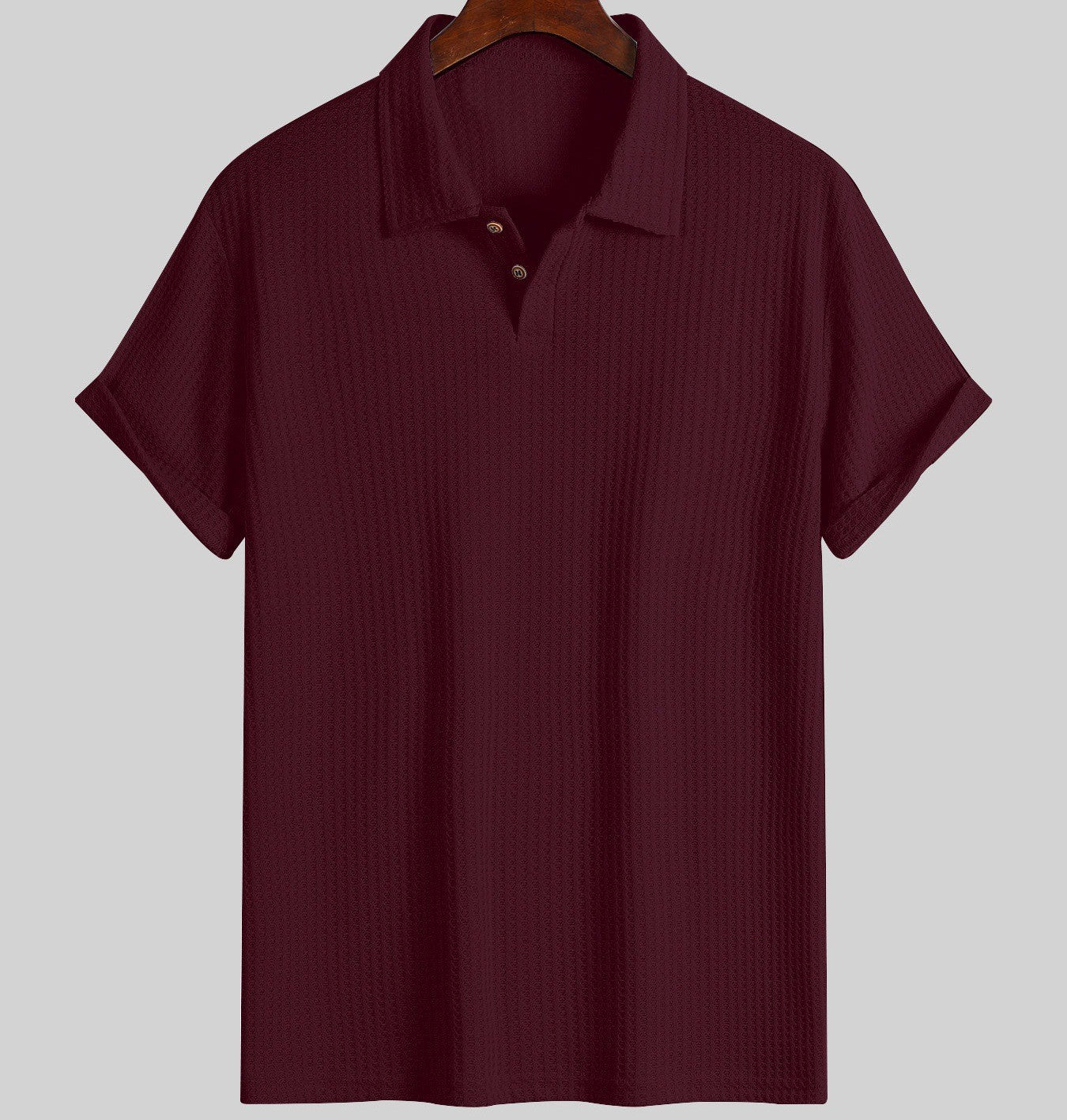 Men's solid color pique knit polo shirt