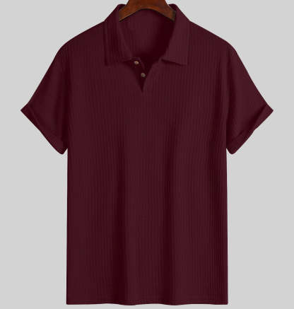 Men's solid color pique knit polo shirt