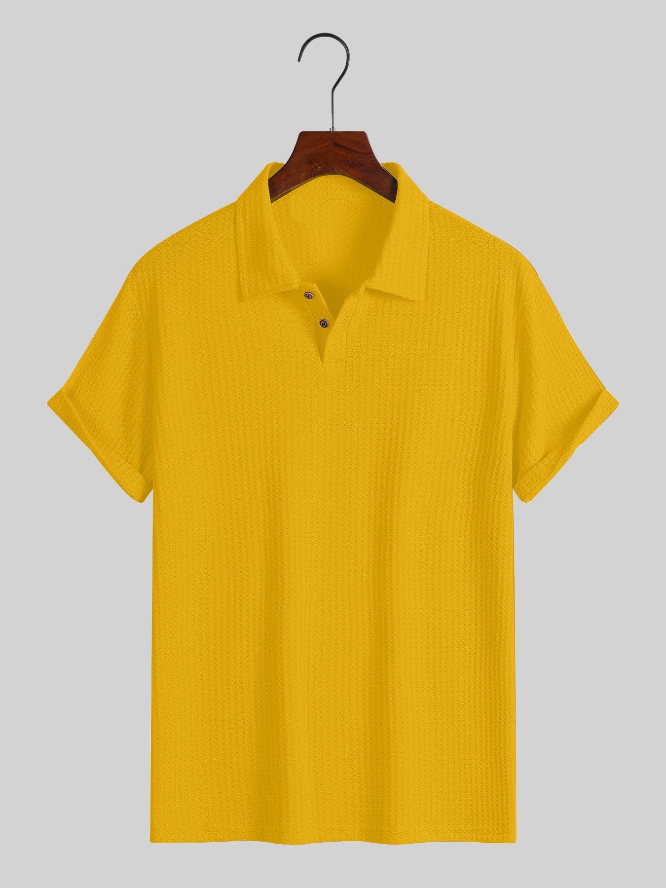 Men's solid color pique knit polo shirt
