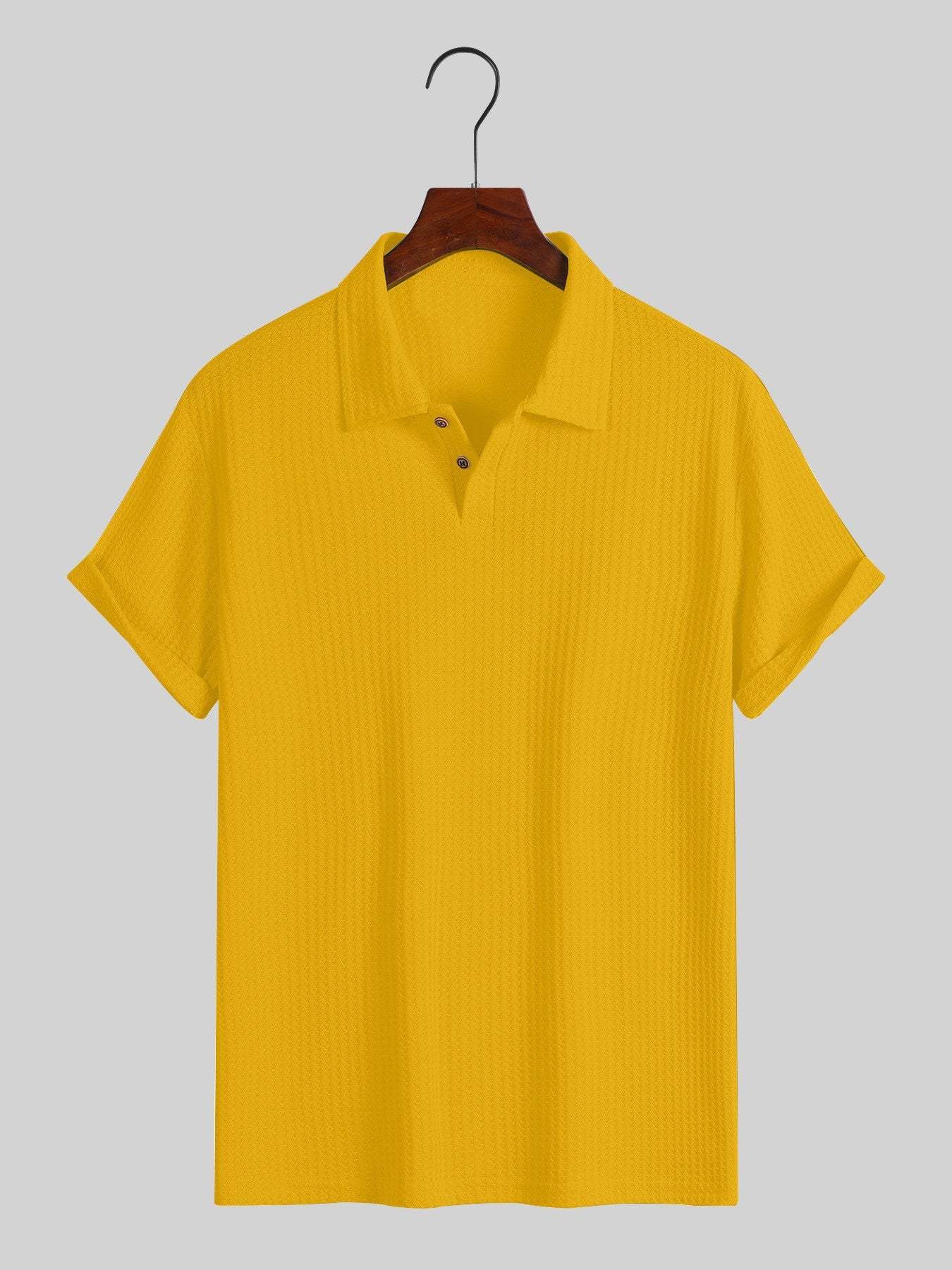 Men's solid color pique knit polo shirt