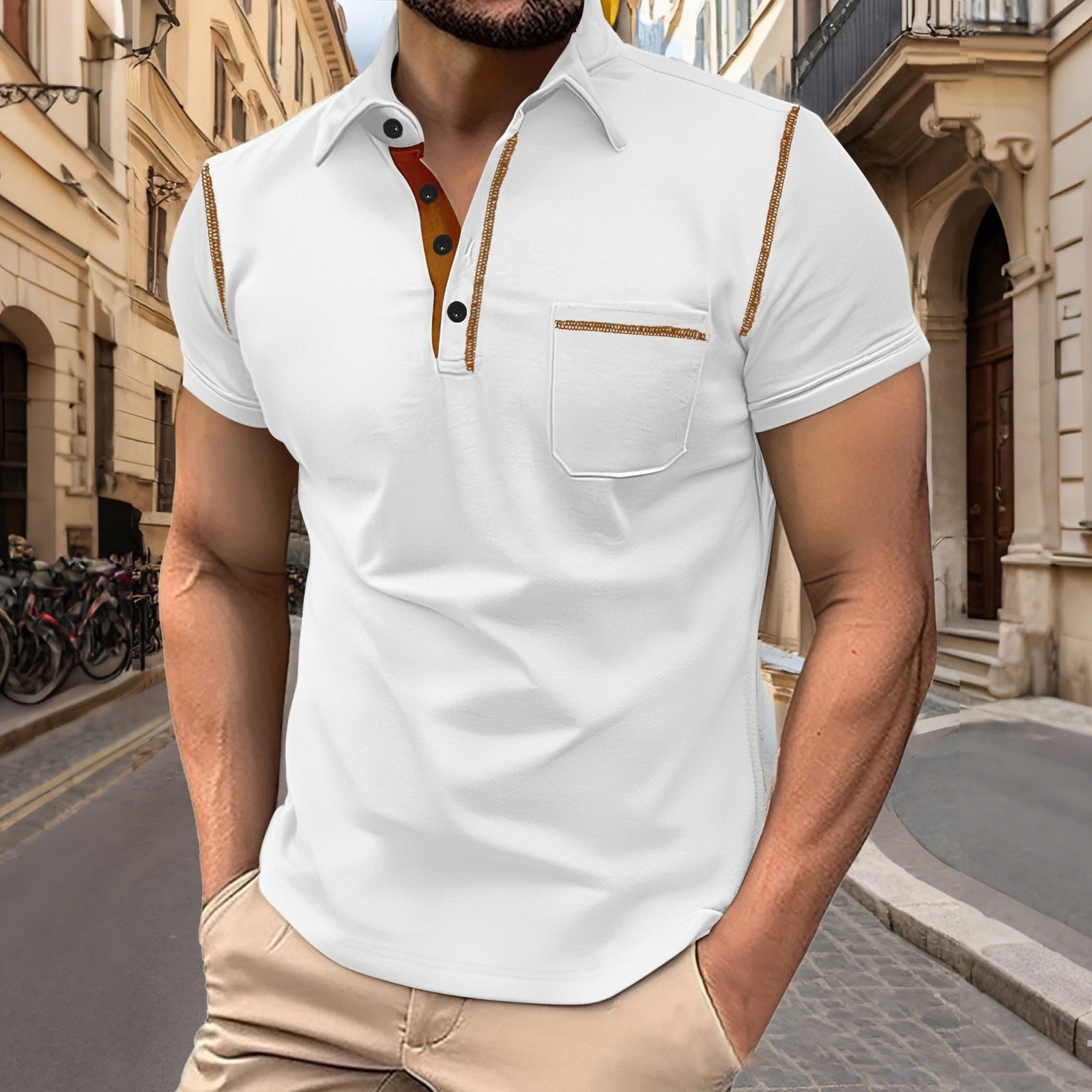 Men's Regular Fit Short Sleeve Top, Casual Sport Shirt