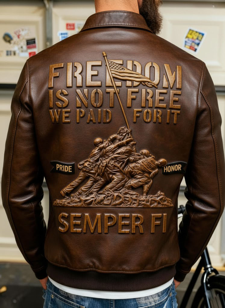 Freedom Is Not Free: Iwo Jima Semper Fi Leather Bomber