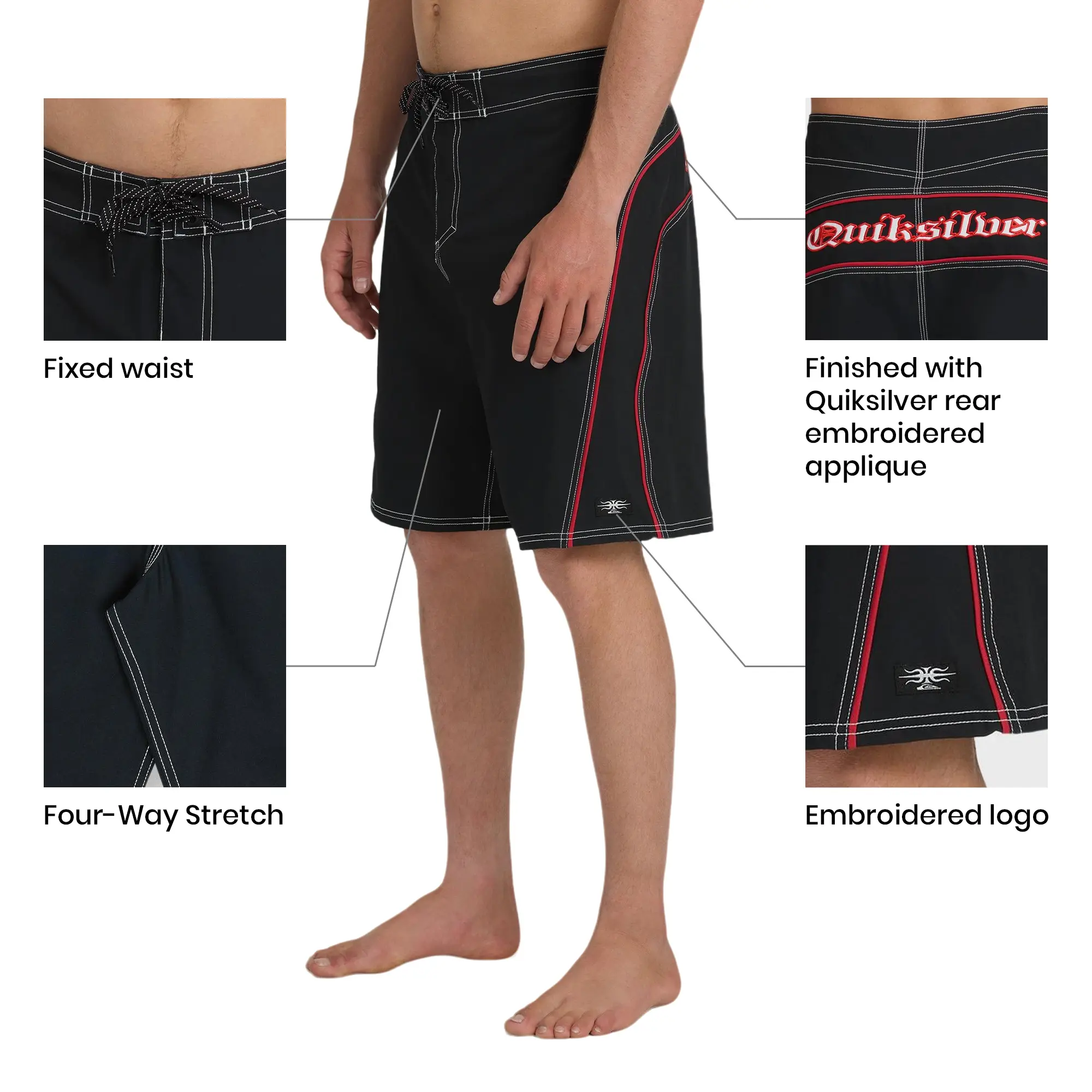 Quiksilver | Mercury Gravity 21" Boardshorts | SURFSILK Stretch | Fixed Waist & Contrast Side Panels | Embroidered Logo