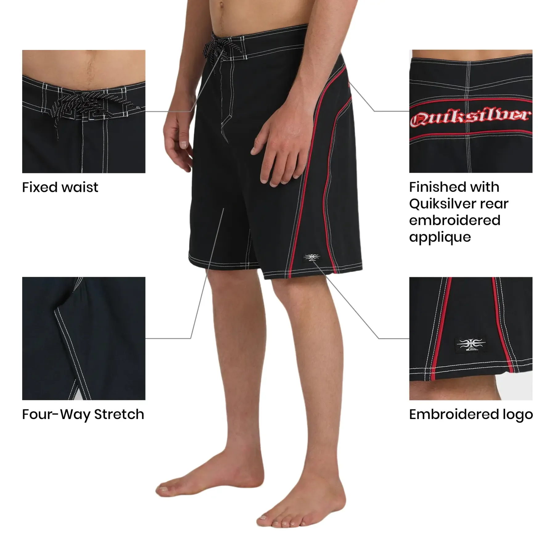 Quiksilver | Mercury Gravity 21" Boardshorts | SURFSILK Stretch | Fixed Waist & Contrast Side Panels | Embroidered Logo