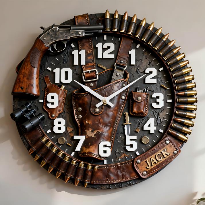 Personalized Hunting Gear BulletTheme Clock