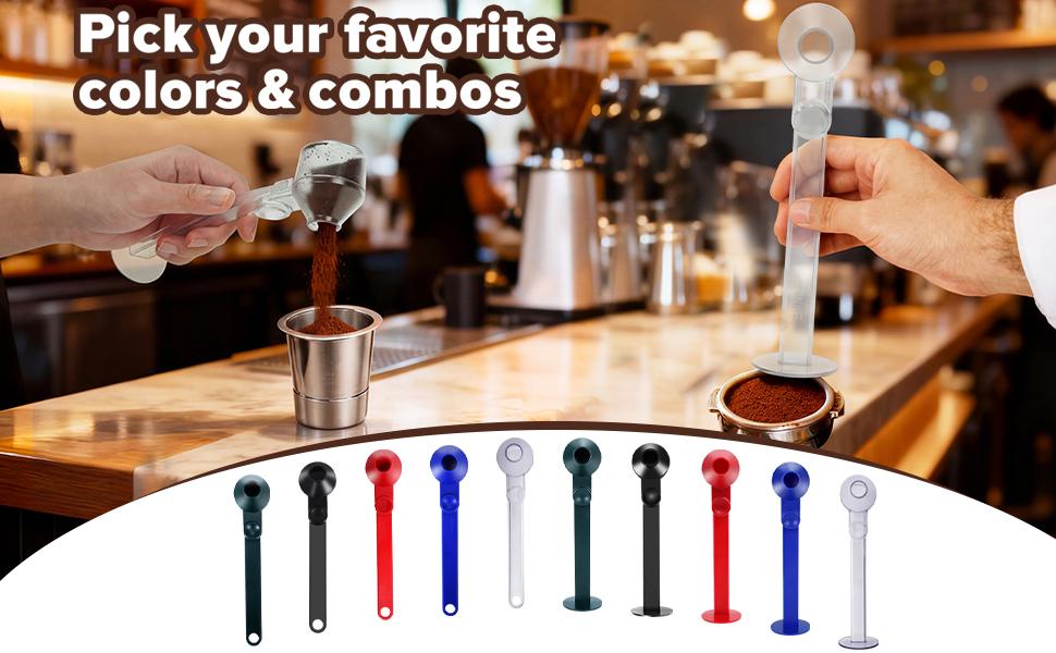 Scoop Funnel Coffee Dosing Spoon-Precise 2Tbsp PCTG BPA-Free,51mm Tamper Kit,Fits Keurig K-Cup & Powder Formula Dispenser (Upgraded Combo Transparent,2Models AB)