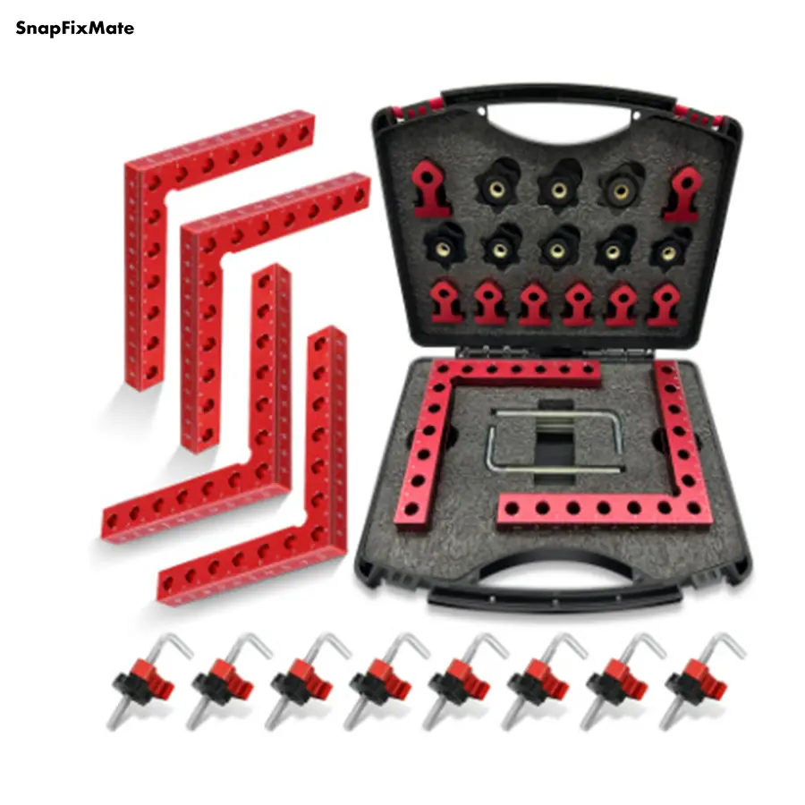 SnapFixMate Professional 90° Corner Clamping Squares (4-Pack) – Industrial Aluminum Alloy Precision Positioning Tools for Cabinets, Frames & Drawers