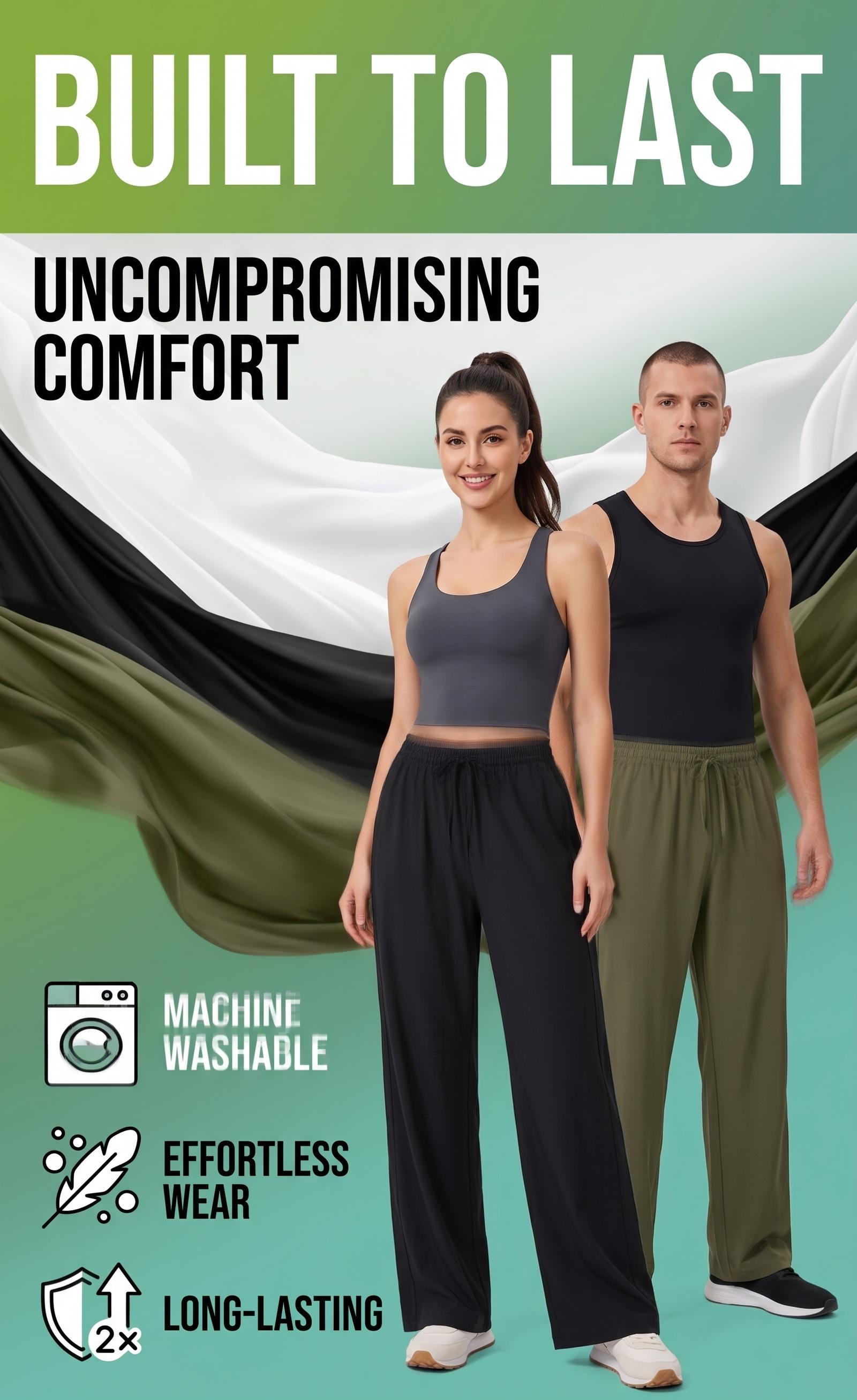 CAONAT 2.0 air conditioning pants, Ice Cooling Straight Pants, Unisex Lightweight Breathable Stretch Basic Plain All-Seasons Summer Casual Trousers