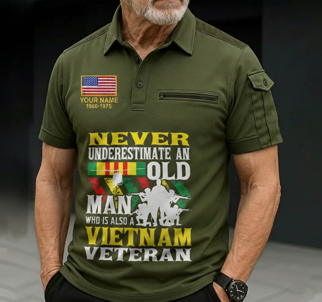 Personalized Vietnam Veteran Mens Short Sleeve Polo Shirts With Pocket