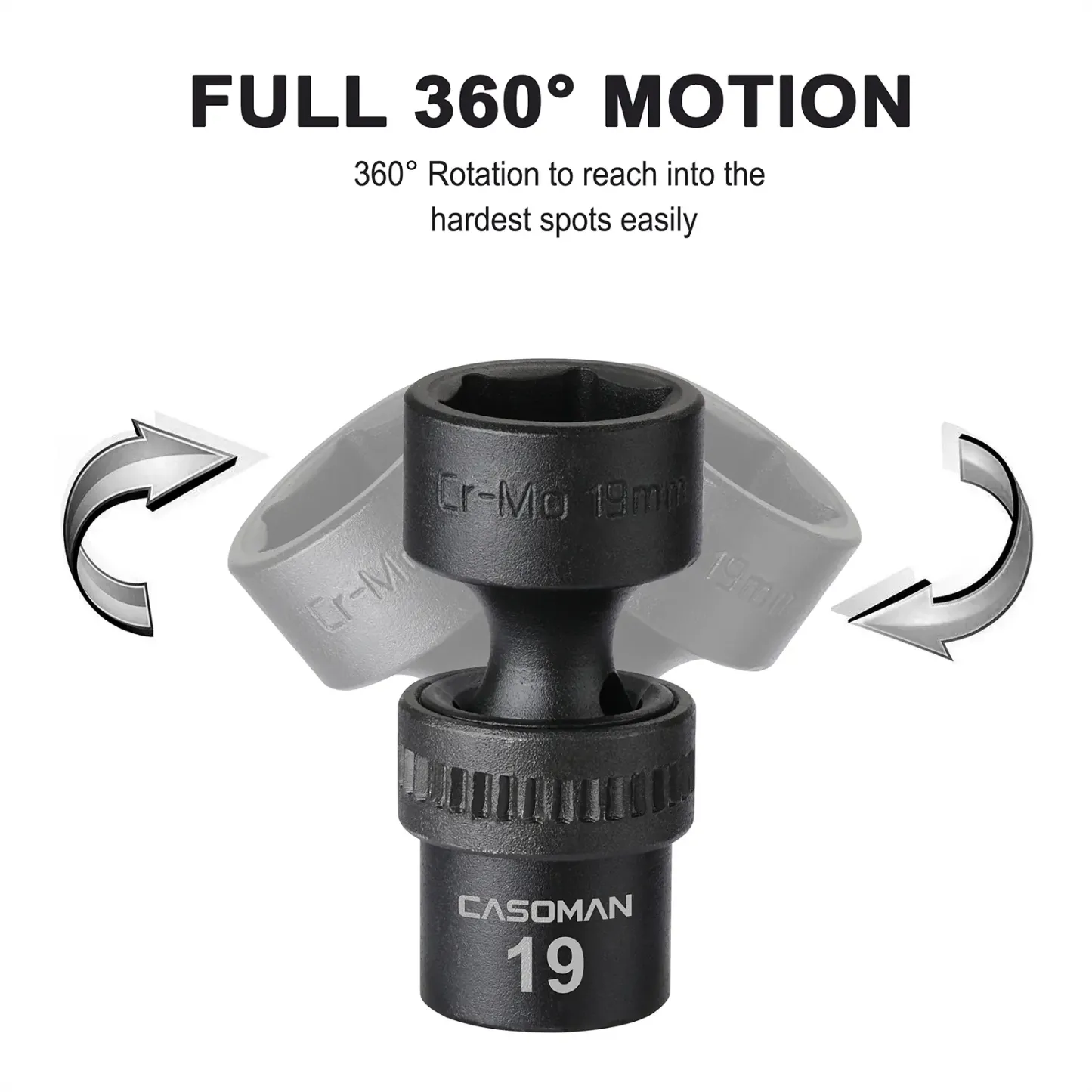 Master Swivel Impact Socket Kit: 10-Piece 3/8" Drive Set - Reach Tight Spaces with High-Torque Cr-Mo Durability - Metric 10-19mm