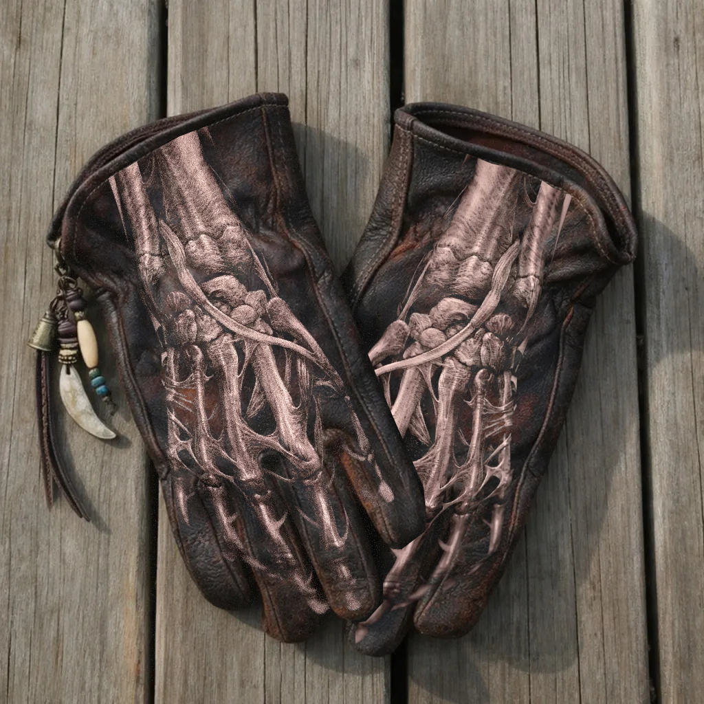 Anatomical Bone Vintage Leather Gloves