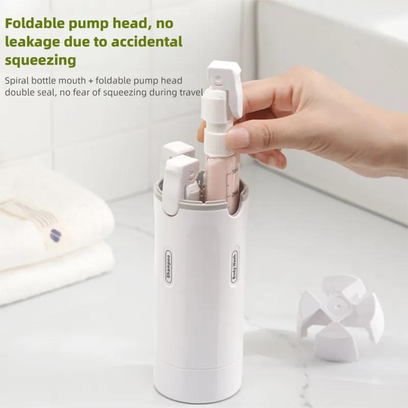 4-in-1 Portable Cosmetic Shampoo Dispenser Storage Bottle Plastic Travel Friendly Compact Design for Easy Carrying