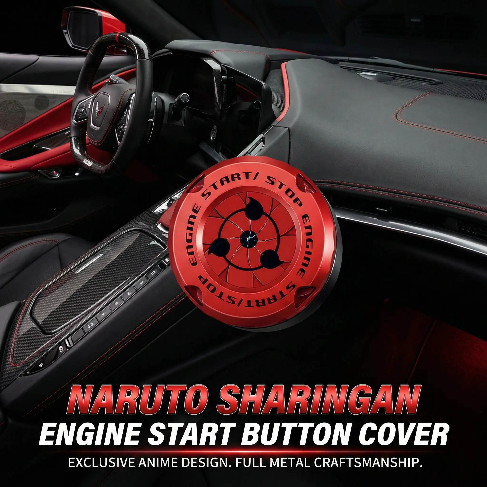 Naruto Style Car Engine Start Button Cover for Vehicles & Motorcycles Full Alloy Protective Design Enhanced Interior Style Sporty Touch