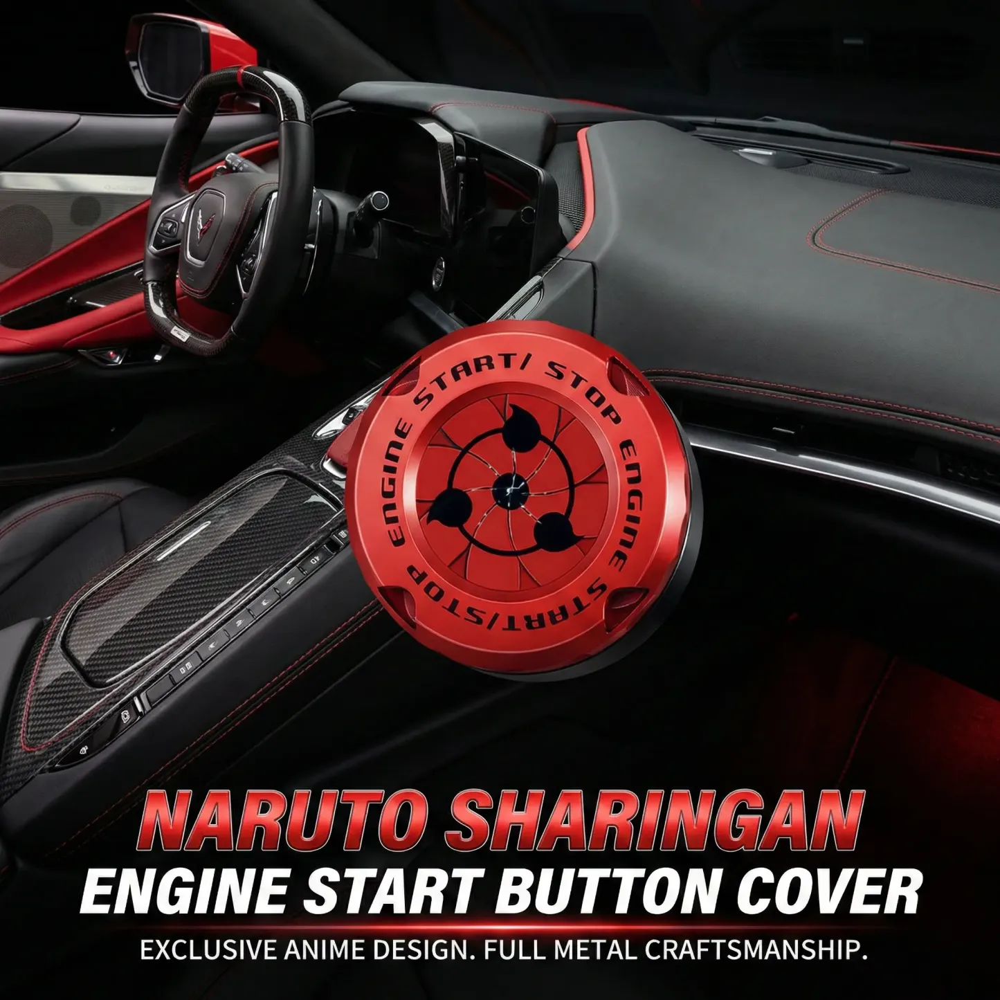 Naruto Style Car Engine Start Button Cover for Vehicles & Motorcycles Full Alloy Protective Design Enhanced Interior Style Sporty Touch