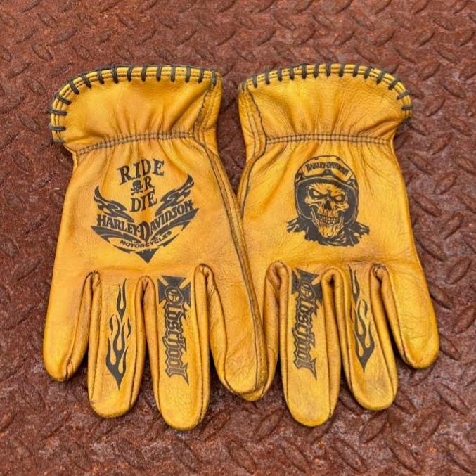 Vintage Style Pattern Motorcycle Riding Gloves