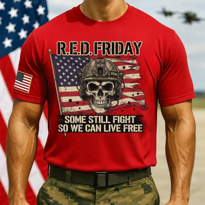 SOME STILL FIGHT Freedom Declaration: Red Combat Theme Military Fan Tee