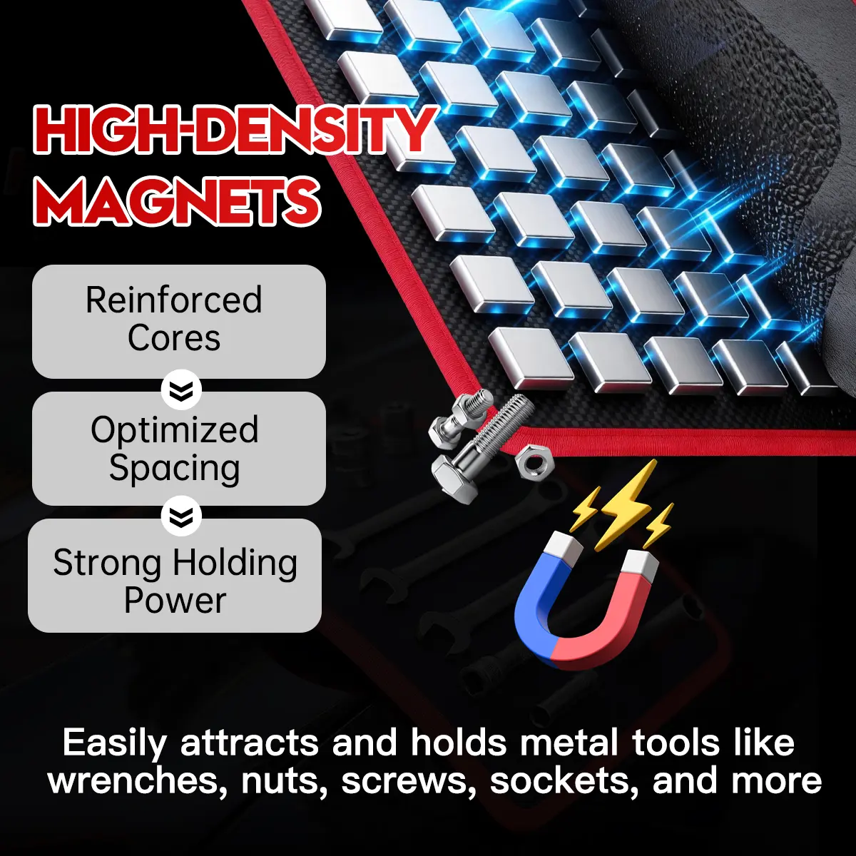 Master Magnetic Parts Tray Kit: 3-Pack Flexible Non-Slip Tool Mats - Never Lose a Bolt Again - Ideal for Automotive Repair & DIY Workshop