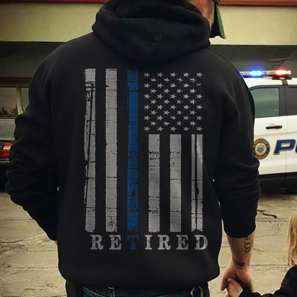 Retired Police Officer Thin Blue Line Flag Retirement