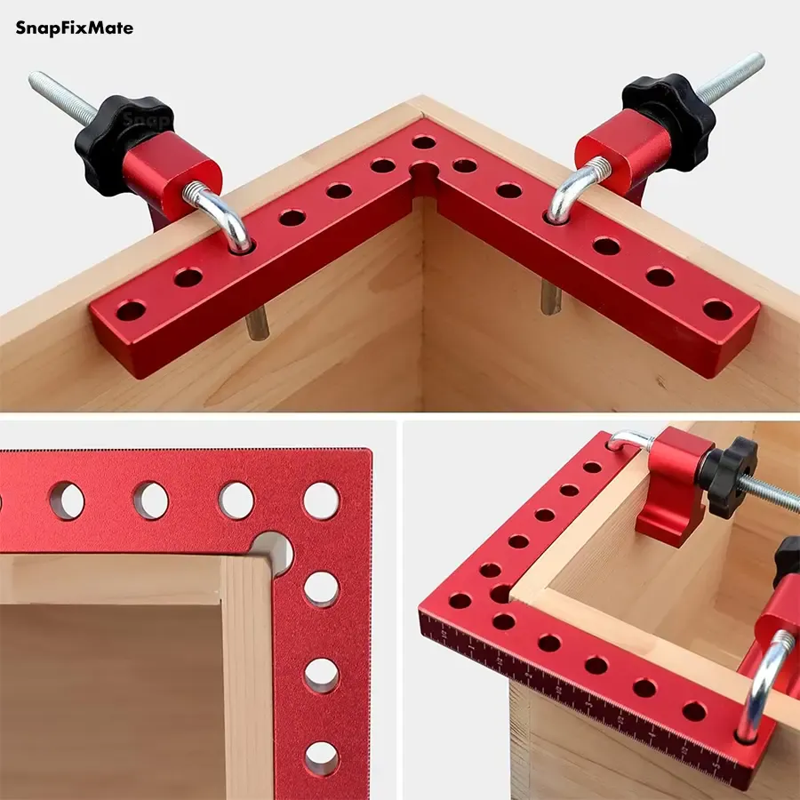 SnapFixMate Professional 90° Corner Clamping Squares (4-Pack) – Industrial Aluminum Alloy Precision Positioning Tools for Cabinets, Frames & Drawers