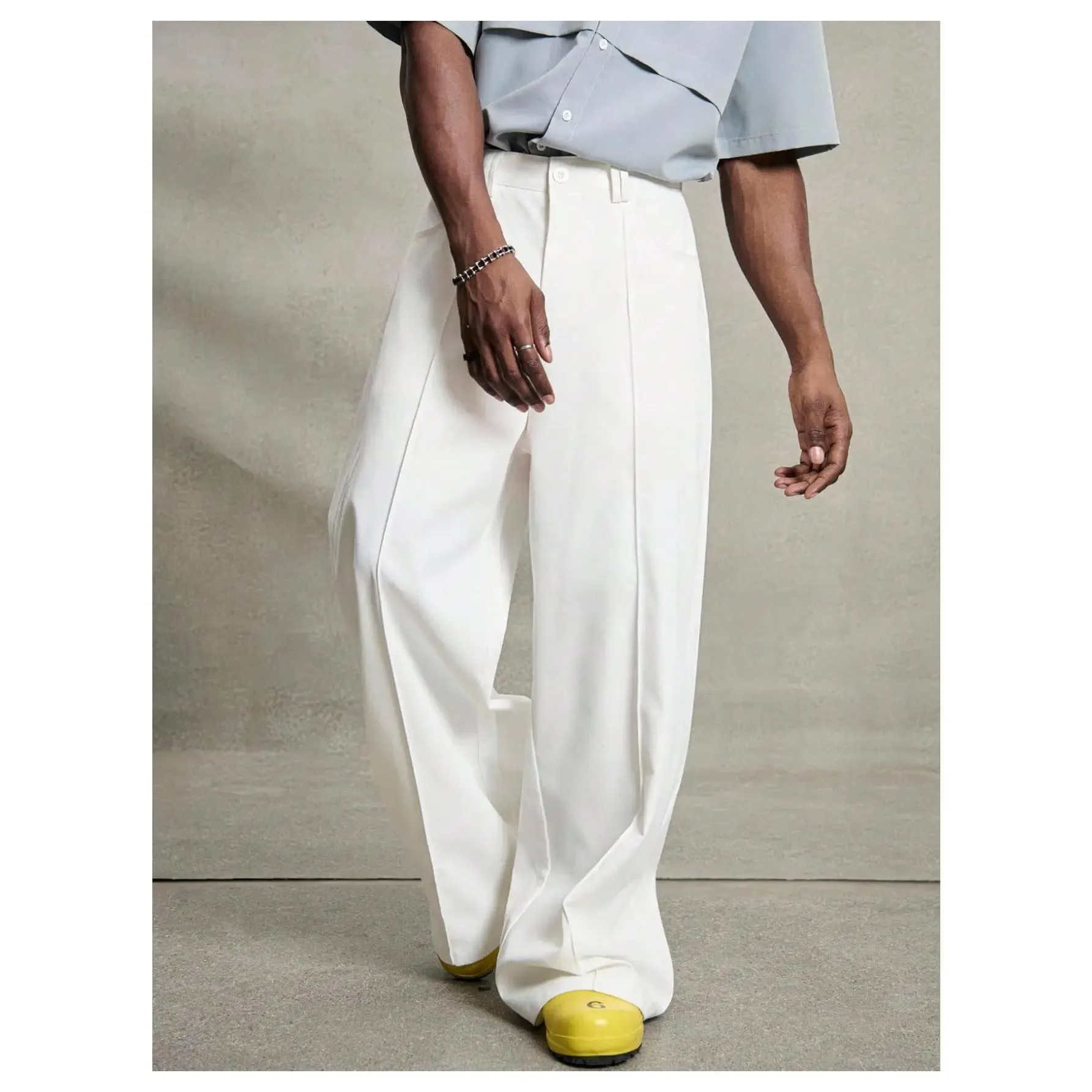 Wide Leg Dress Pants Elegant Baggy Trousers with Pockets