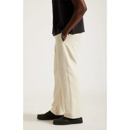 PacSun Coastal Essential Linen Trousers: Breathable Straight-Leg Cut in Iconic Cream ✨