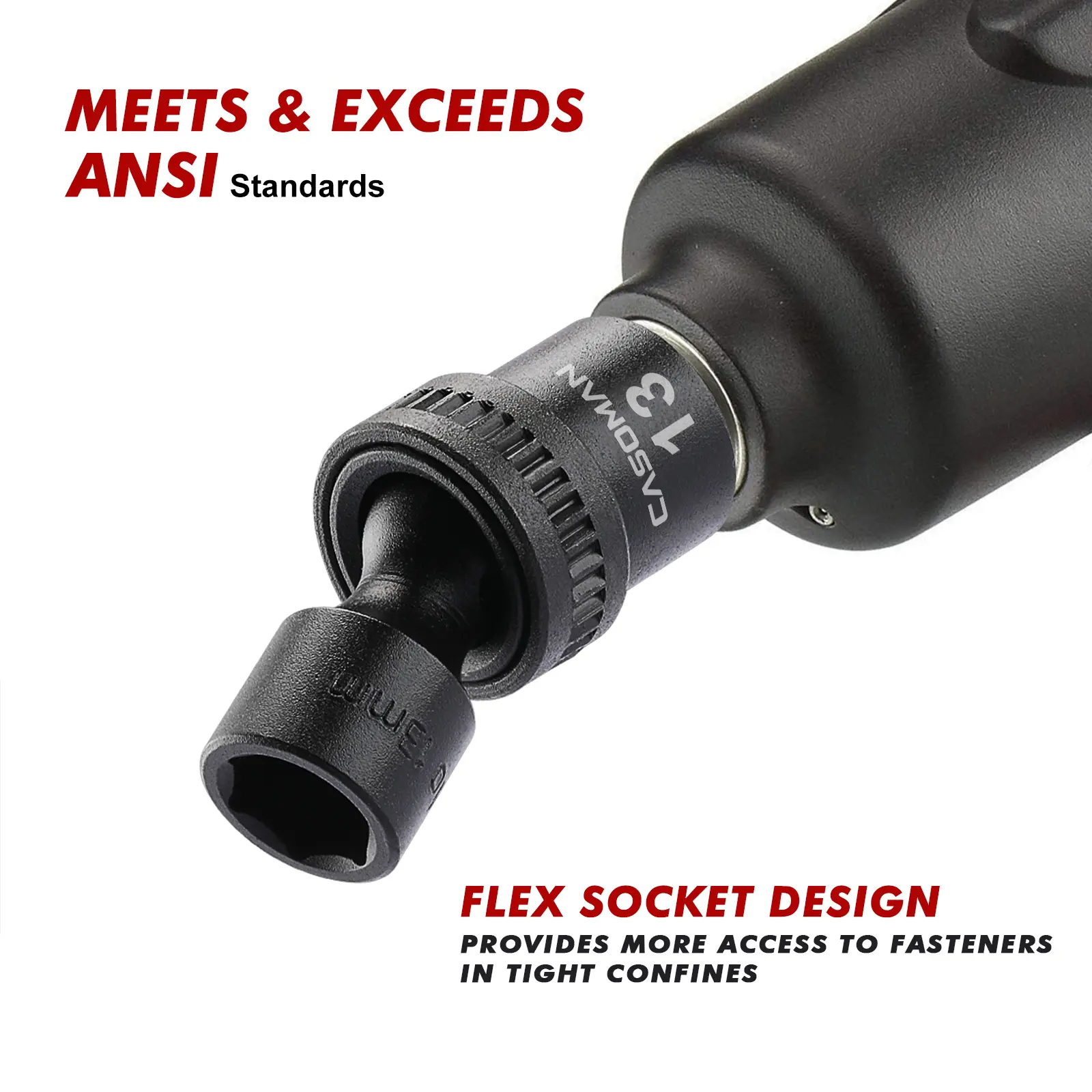 Master Swivel Impact Socket Kit: 10-Piece 3/8" Drive Set - Reach Tight Spaces with High-Torque Cr-Mo Durability - Metric 10-19mm