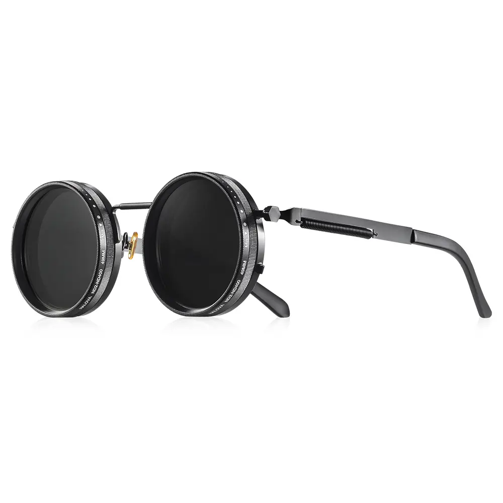 Polarized Round Sunglasses ND9 Adjustable Dimming Men Women Retro Punk Men's Fishing Eyeglasses Outdoor Shades UV400