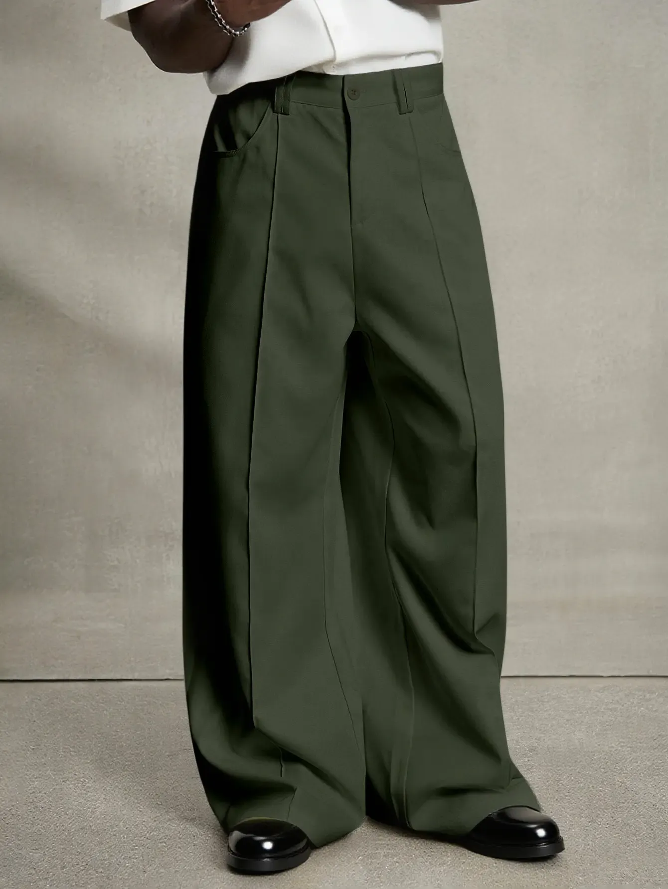 Wide Leg Dress Pants Elegant Baggy Trousers with Pockets