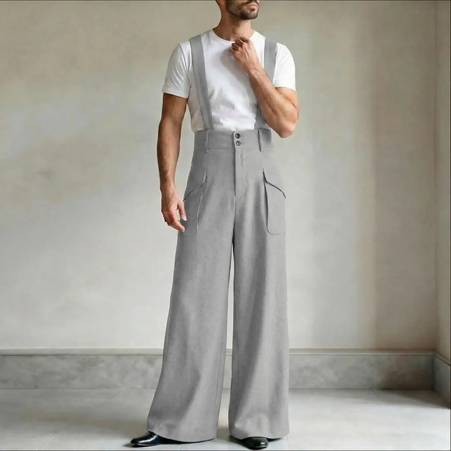 Incerun "Avant-Garde" High-Waisted Suspender Overalls: Modern Palazzo Silhouette & Architectural Tailoring for Statement Events 🏛️