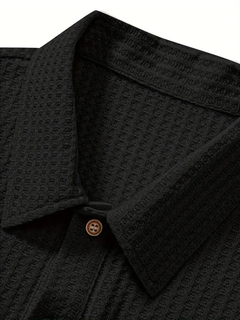 Men's solid color pique knit polo shirt
