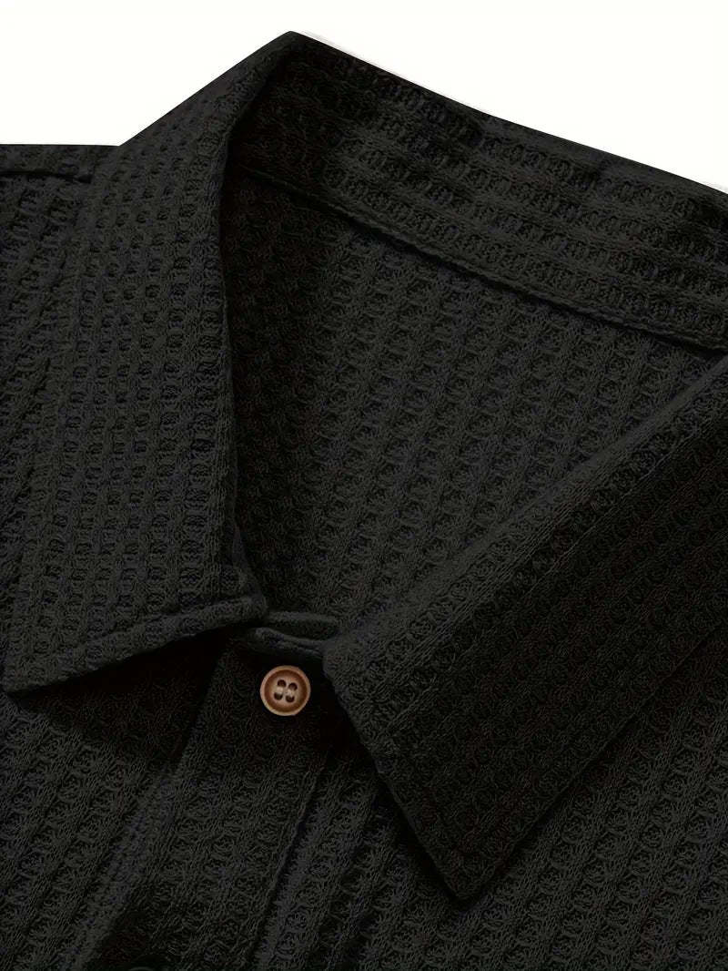 Men's solid color pique knit polo shirt