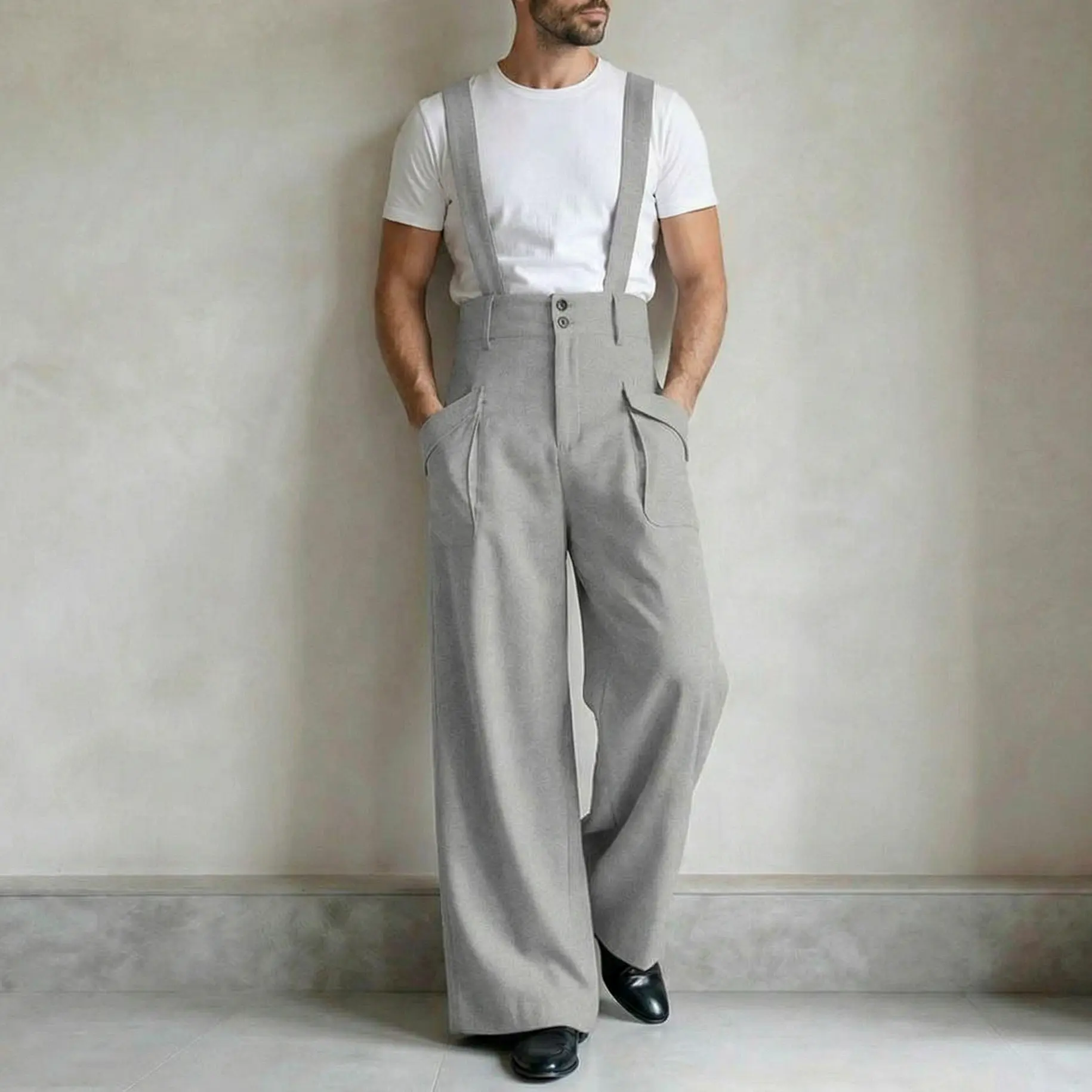 Incerun "Avant-Garde" High-Waisted Suspender Overalls: Modern Palazzo Silhouette & Architectural Tailoring for Statement Events 🏛️