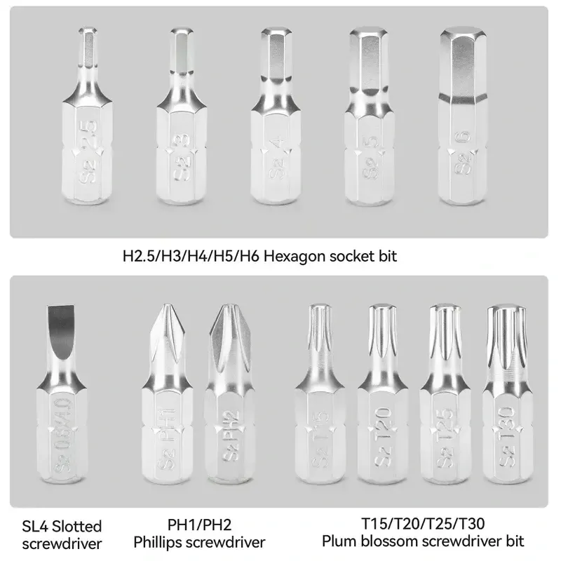 ROCKBROS Mini Ratchet Tool Set with Alloy Extension Rod Magnetic Handle & 12 Sets of Screwdriver Bits for Bicycle Repair