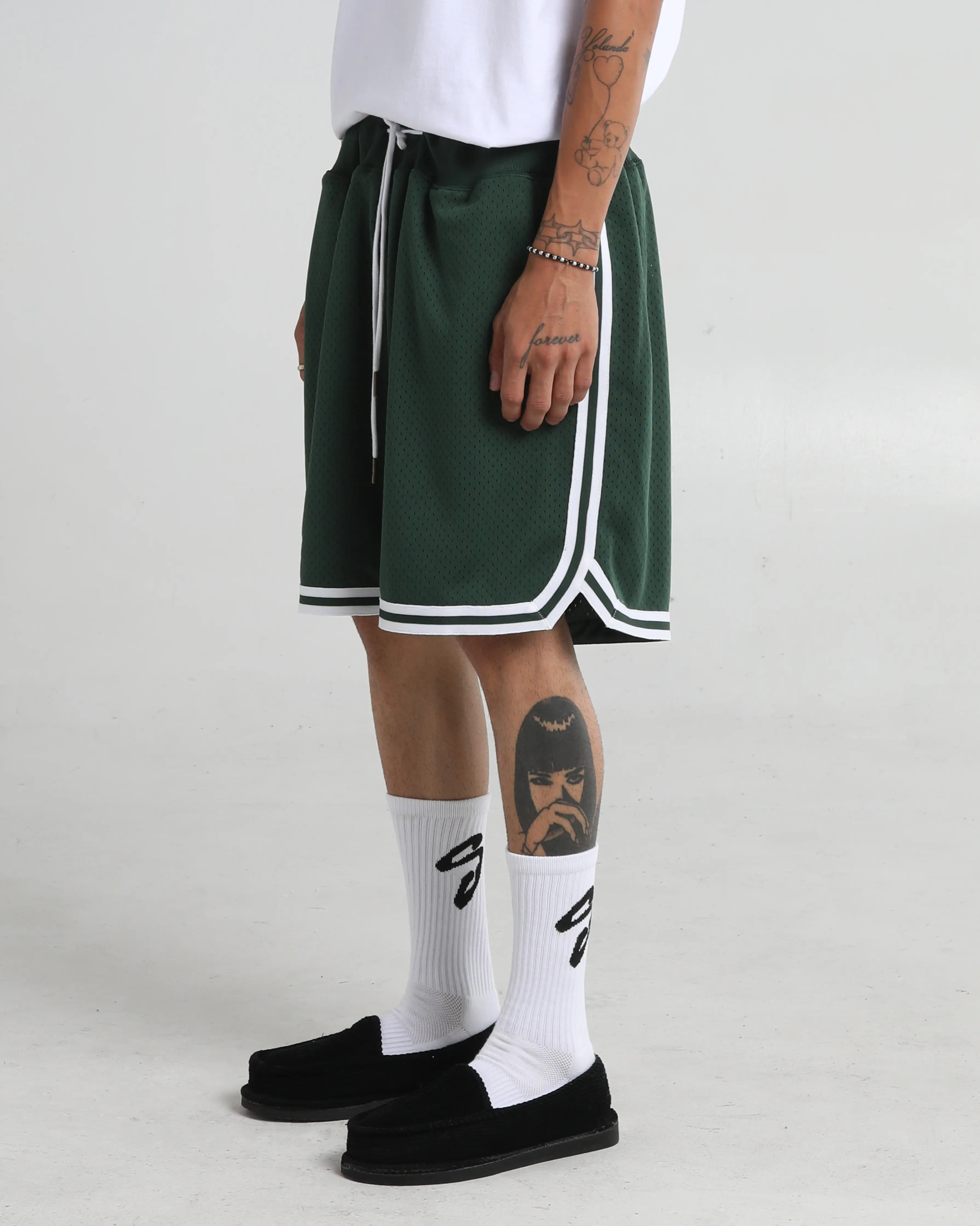SHAKA WEAR Retro Basketball Shorts - Black & White Tonal Ribbing, 3 Pockets, Wide Leg Opening, True to Size Fit