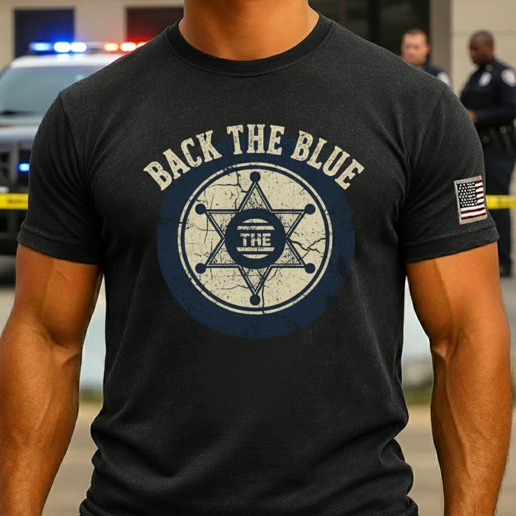 "Blue Light" pure black T-shirt