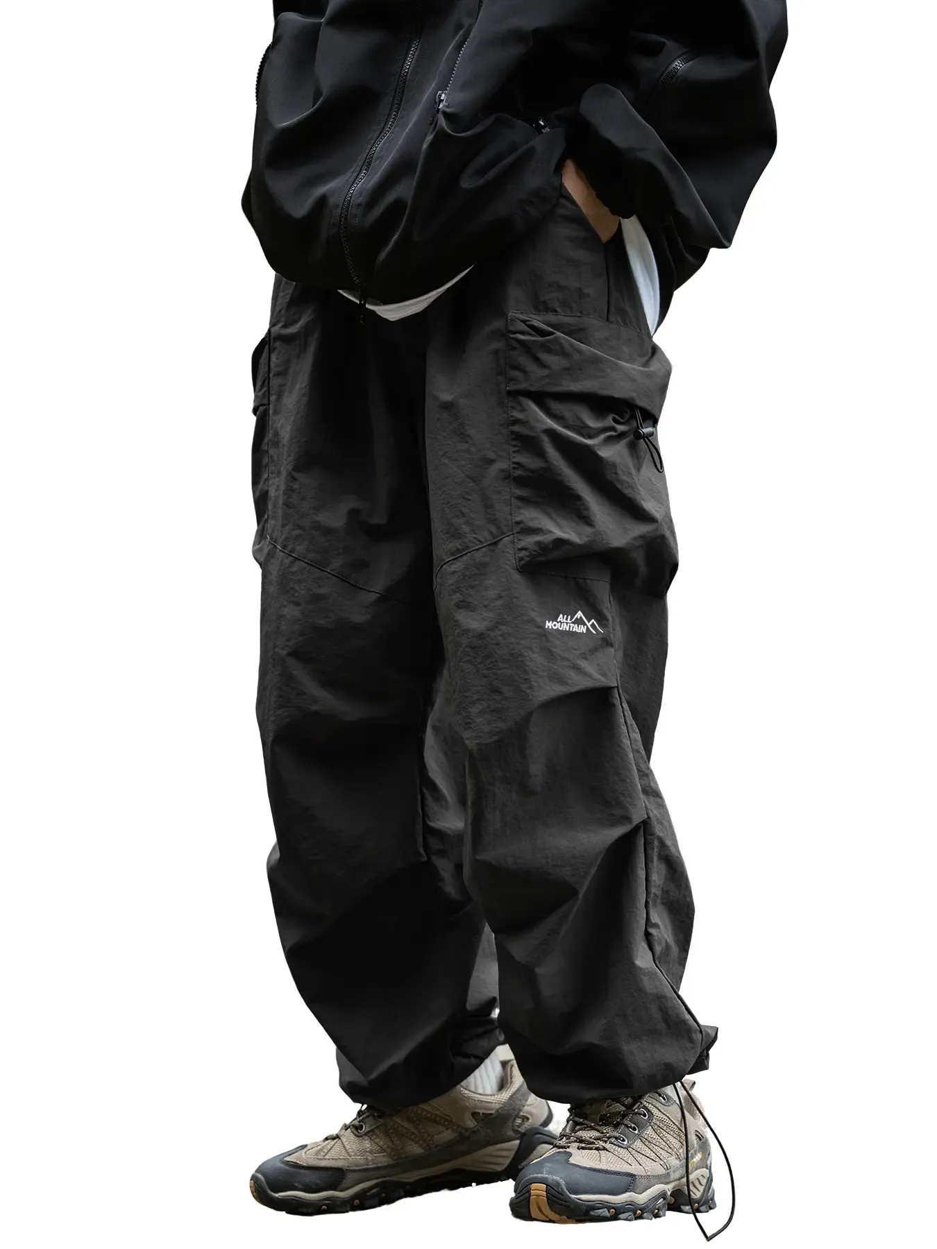 Urban Tech "Parachute" Baggy Cargos: Lightweight Water-Resistant Trousers for the Ultimate Streetwear Silhouette 🛸