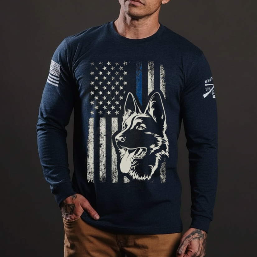 Patriotic German Shepherd K9 Unit Thin Blue Line Police German Shepherd