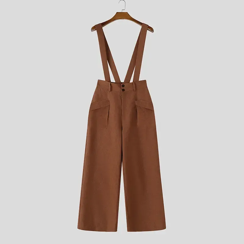 Incerun "Avant-Garde" High-Waisted Suspender Overalls: Modern Palazzo Silhouette & Architectural Tailoring for Statement Events 🏛️