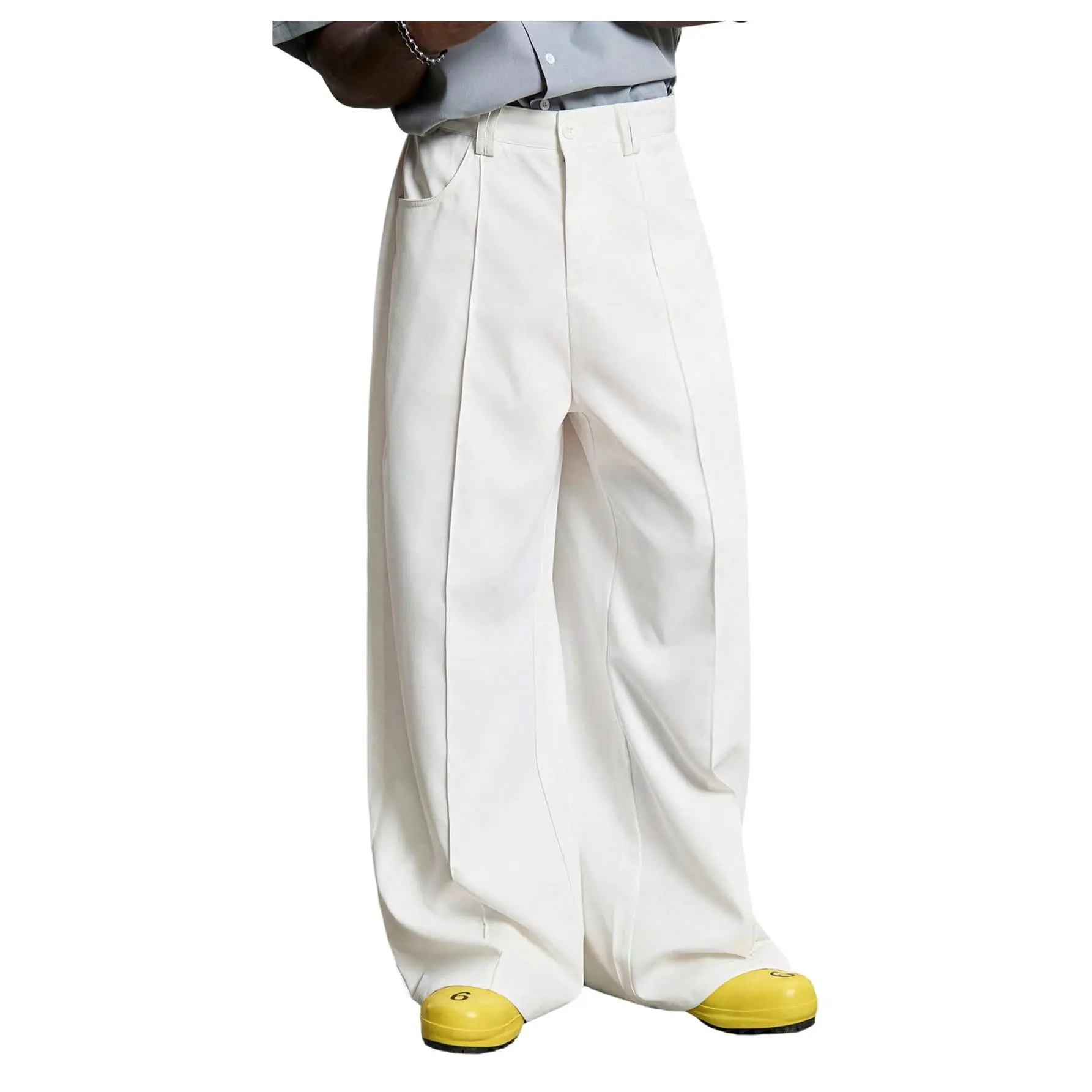 Wide Leg Dress Pants Elegant Baggy Trousers with Pockets