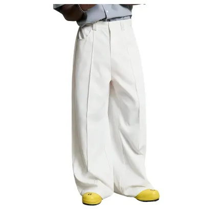 Wide Leg Dress Pants Elegant Baggy Trousers with Pockets