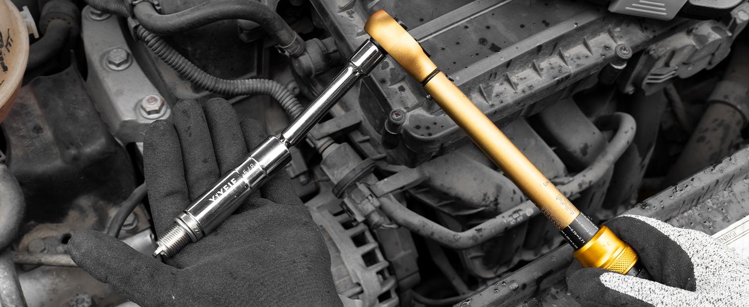 1/4 3/8 1/2-inch Drive Click Torque Wrench, 8Pcs Torque Wrench Set 10-220in.lb, 10-45ft.lb, 10-160ft.lb with Adapters, ±3% Accuracy, 72-Tooth Dual Scale Torque Wrenches for Bike, Moto, Car Repair wrenches torque wrench