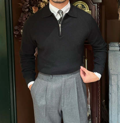 Salve Ribbed Knitted Half-Zip Jumper