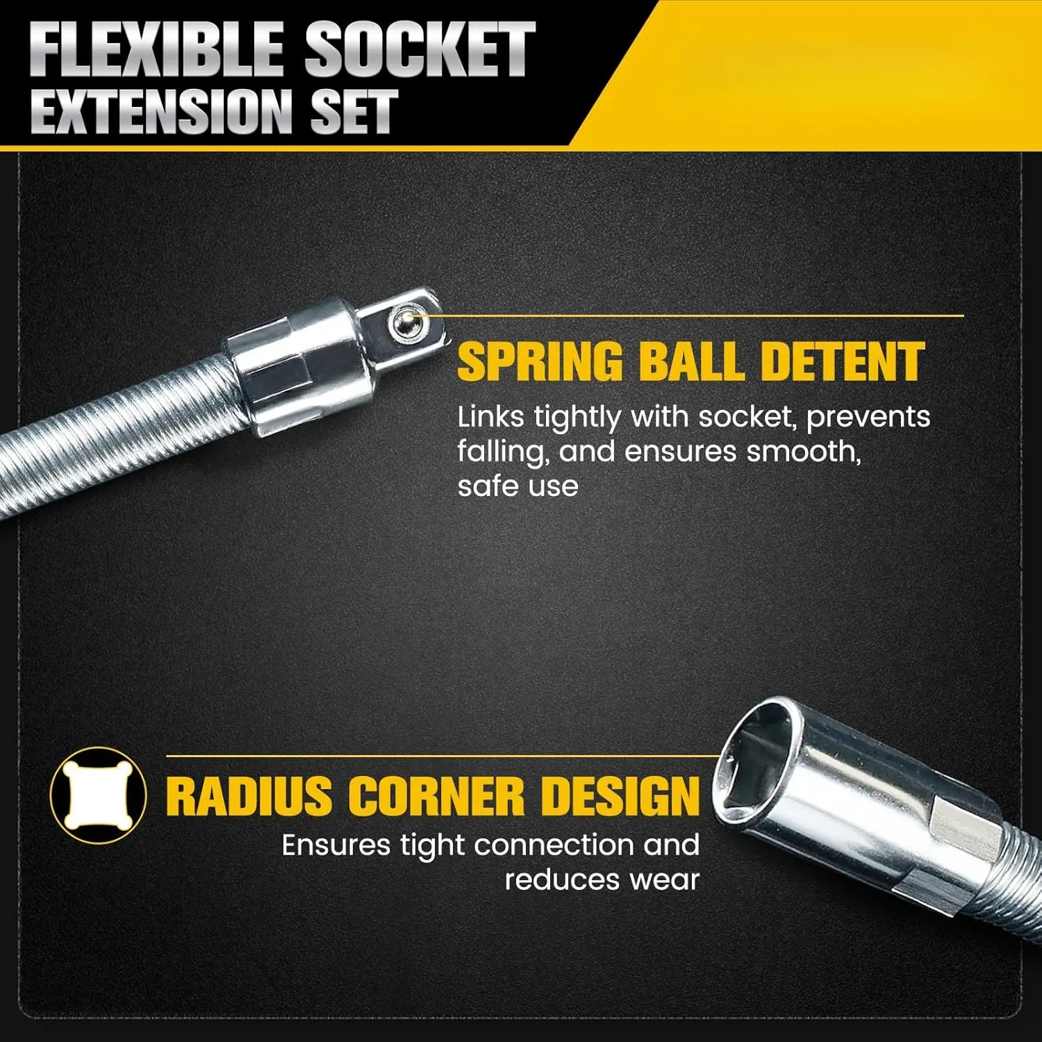 Universal Socket & 360° Flexible Extension Shaft Kit – The Ultimate Reach-Anywhere Repair Set | Self-Adjusting (7-19mm) | Essential for Auto, Home & Tight Gaps