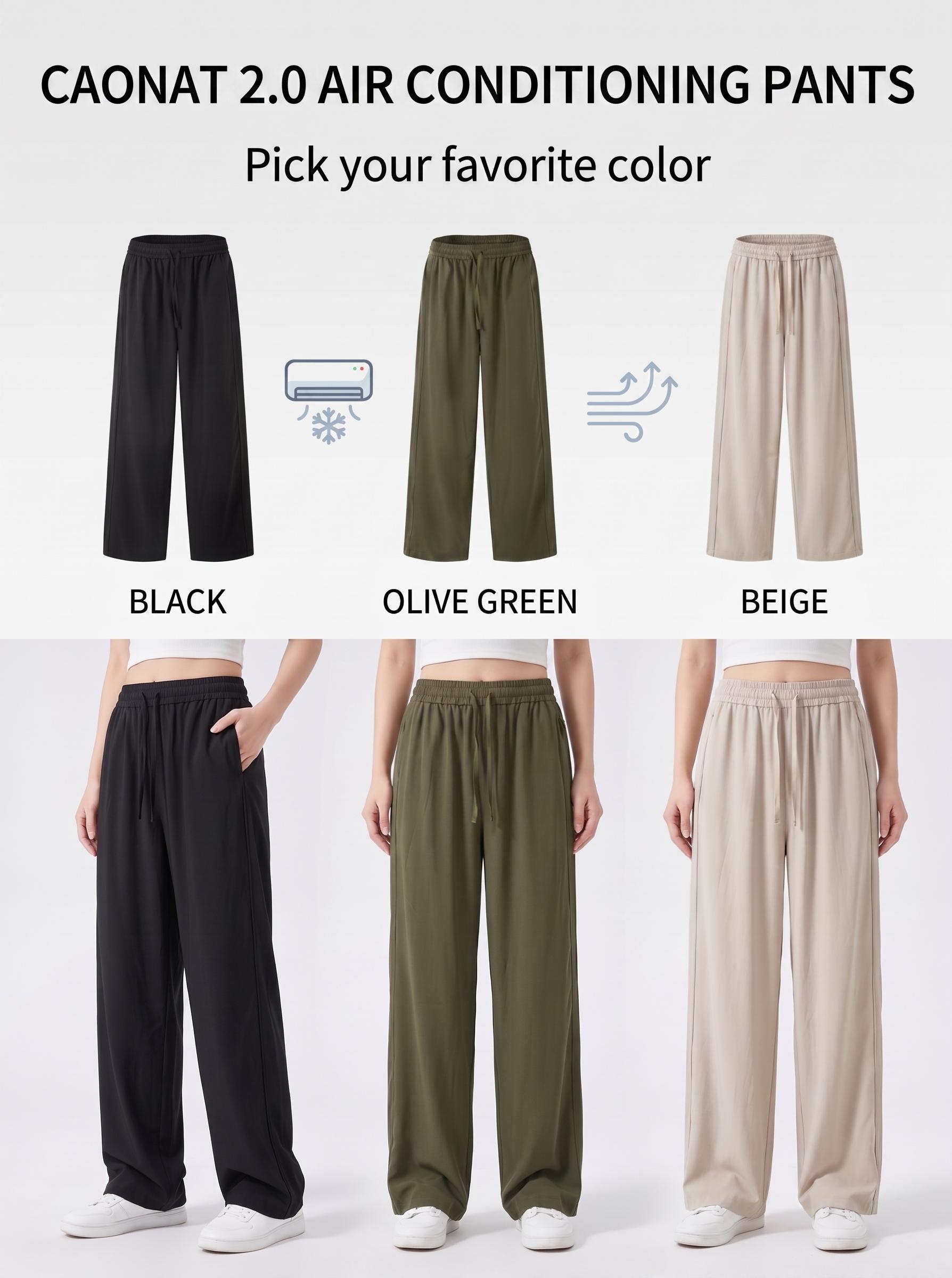 CAONAT 2.0 air conditioning pants, Ice Cooling Straight Pants, Unisex Lightweight Breathable Stretch Basic Plain All-Seasons Summer Casual Trousers