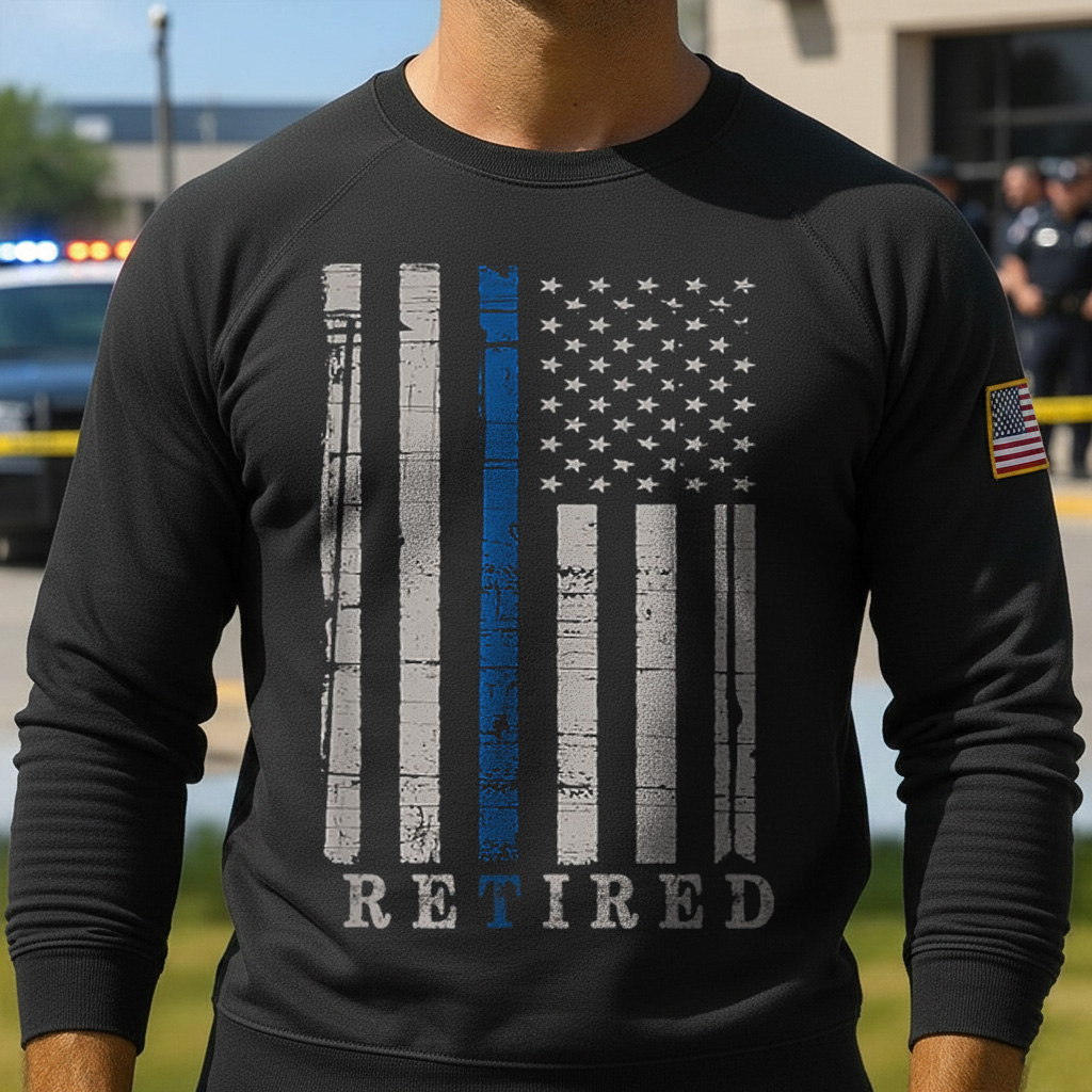 Retired Police Officer Thin Blue Line Flag Retirement