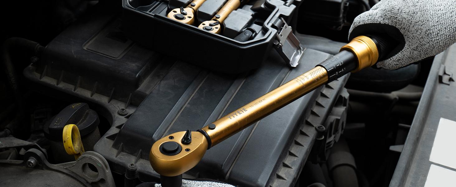 1/4 3/8 1/2-inch Drive Click Torque Wrench, 8Pcs Torque Wrench Set 10-220in.lb, 10-45ft.lb, 10-160ft.lb with Adapters, ±3% Accuracy, 72-Tooth Dual Scale Torque Wrenches for Bike, Moto, Car Repair wrenches torque wrench