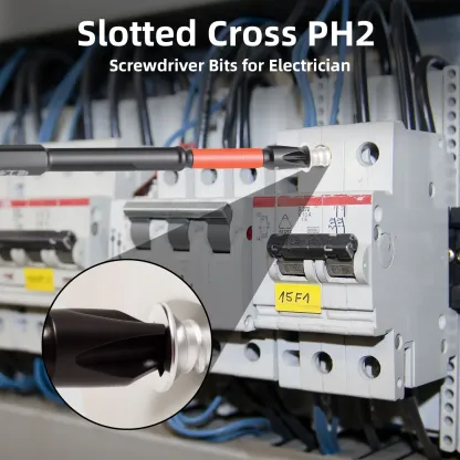 SnapFixMate FPH2 Impact Screwdriver Bit Set for Electricians, S2 Steel 65mm & 110mm, 1/4 Inch Hex Shank Magnetic Cross Slot Screw Driver Drill Bits Used on Circuit Breakers