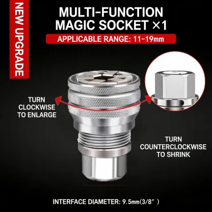 Universal Socket Professional Tool – Fits 3/8" Ratchets & Power Drills | Self-Adjusting (7mm-19mm) | The Ultimate Toolbox Slimmer for Mechanics & DIY